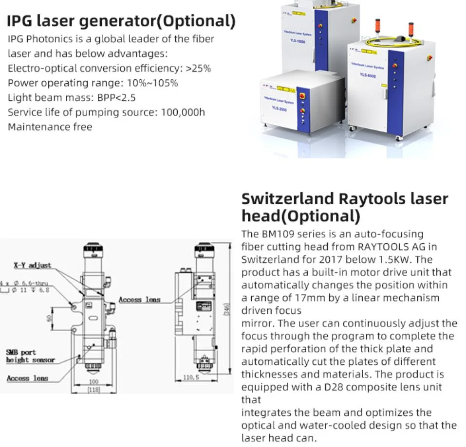 High Power Autofocus Laser Head Enclosed Fiber Laser Cutter with Exchange Table and Cover